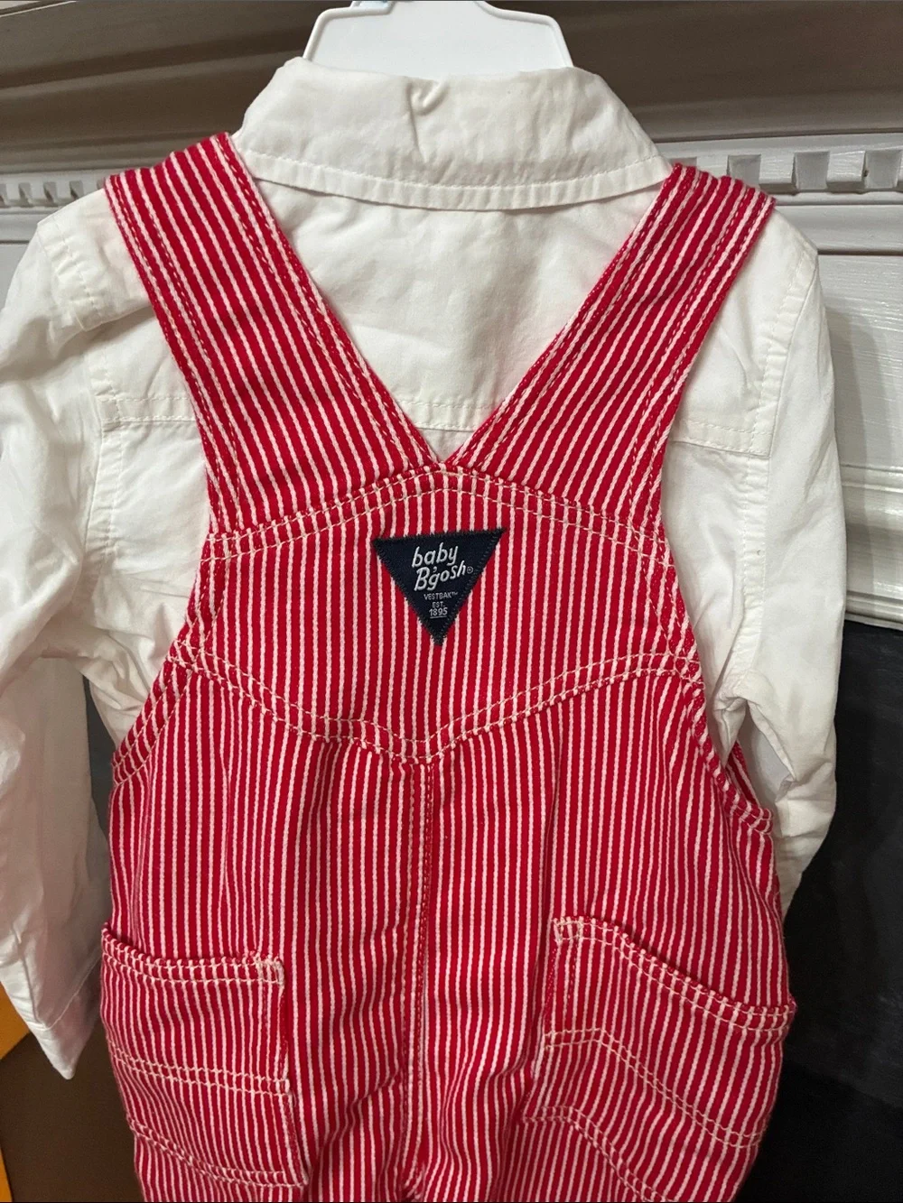 OshKosh B'gosh Red & White Stripe Kids Overalls